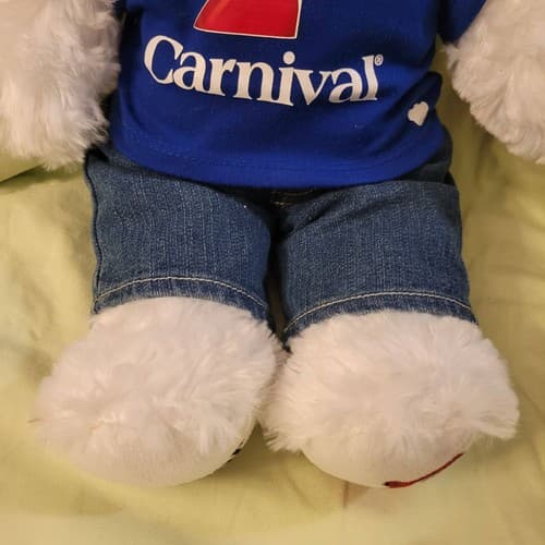 Carnival Cruise Build-A-Bear Plush Teddy Bear White 17" Blue Shirt Jeans Logo - Thumbnail 4