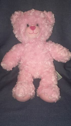 Build a Bear Pink Happy Hugs Swirl Fur Teddy Baby Plush 16” Heart Nose - Thumbnail 2