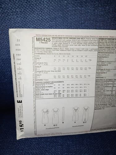 McCALLS M5425 Sundress Dress in 3 Versions & Belt PATTERN 6 8 10 12 14 UC OOP - Thumbnail 3