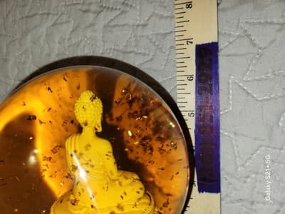 BUDDHA Meditation Snow Globe Gold Flakes Amber Glass Zen Decor 6.5in - Thumbnail 11