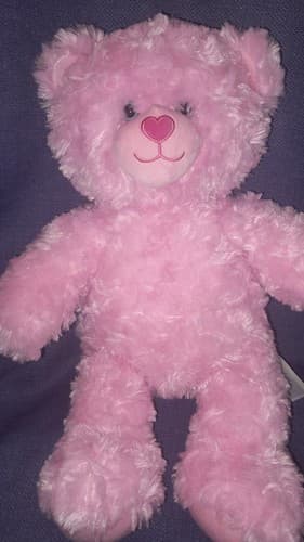 Build a Bear Pink Happy Hugs Swirl Fur Teddy Baby Plush 16” Heart Nose - Image 1