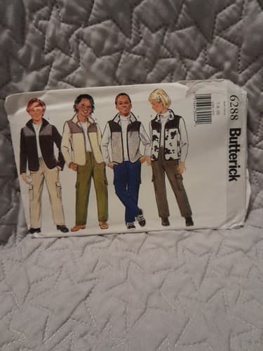 Butterick 6288 Sewing Pattern Boys & Girls Cargo Pants Vest Jacket Size 7 8 10 - Image 1