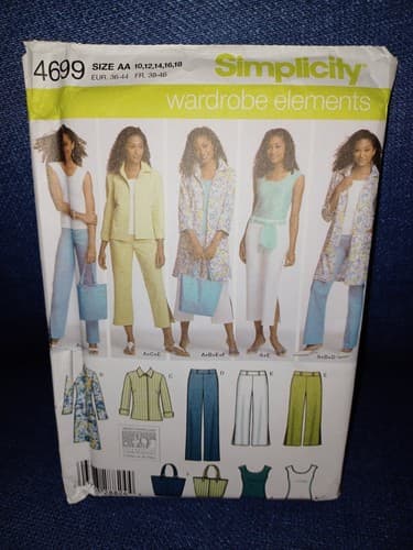 Simplicity 4699 Pattern Mix & Match Tops Pants Dresses Wardrobe Size 10-18 UC - Image 1
