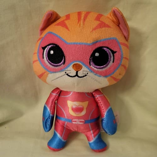 Disney SuperKitties Ginny Orange Cat Plush Just Play 8" Pink Superhero Outfit - Image 1