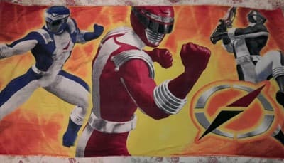 Disney Store Power Rangers Red White & Blue 30" X 56" Beach Towel Bright Colors - Image 1