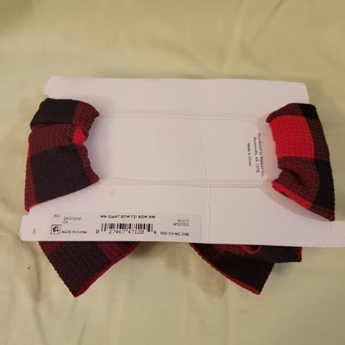 Red Black Buffalo Plaid Giant Hair Bow WN F21 Forever 21 Headwear Accessory - Thumbnail 2
