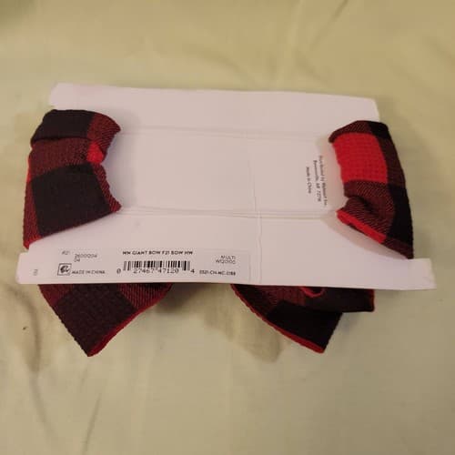 Red Black Buffalo Plaid Giant Hair Bow WN F21 Forever 21 Headwear Accessory - Thumbnail 3