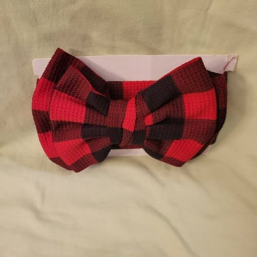 Red Black Buffalo Plaid Giant Hair Bow WN F21 Forever 21 Headwear Accessory - Thumbnail 5