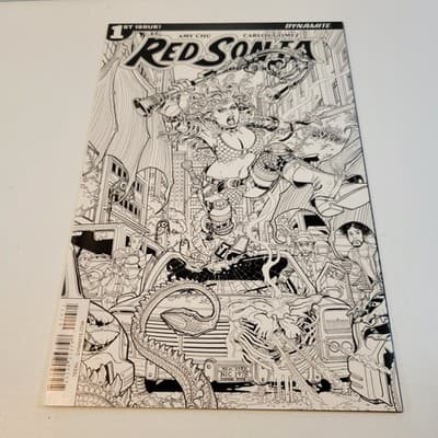 Red Sonja #1 2017 B&W Line Art Variant Amy Chu Carlos Gomez Dynamite Key Issue - Image 1