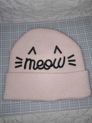 David & Young D&Y BLUSH Beanie with "Meow" Embroidery Perfect for Cat Lovers! - Image 1