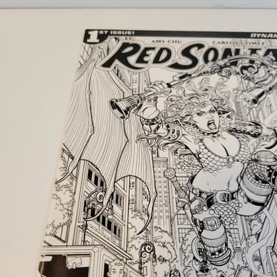 Red Sonja #1 2017 B&W Line Art Variant Amy Chu Carlos Gomez Dynamite Key Issue - Thumbnail 6