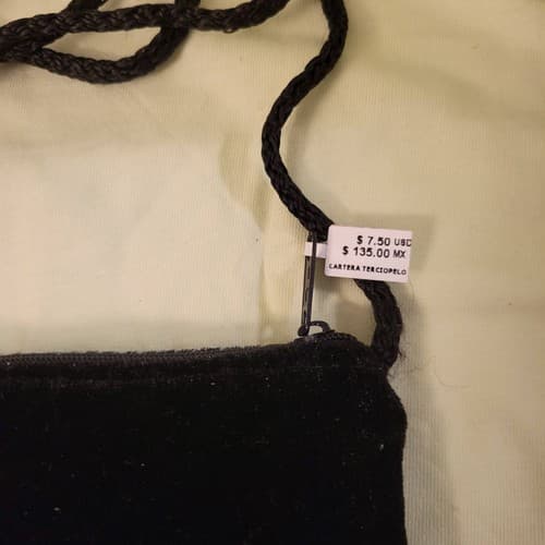 Handmade Guatemala Velvet Crossbody Bag Purse Embroidered Floral Black 7.5"x6" - Thumbnail 6