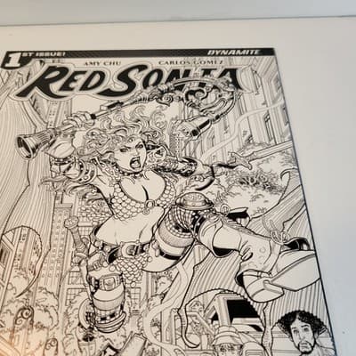 Red Sonja #1 2017 B&W Line Art Variant Amy Chu Carlos Gomez Dynamite Key Issue - Thumbnail 5