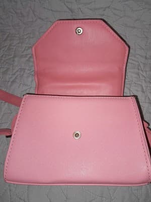 Olivia & Kate New York Mini Clutch Purse Salmon Pink 7" Clutch Crossbody EUC - Thumbnail 8