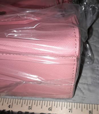 Olivia & Kate New York Mini Clutch Purse Salmon Pink 7" Clutch Crossbody EUC - Thumbnail 12