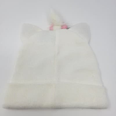 DISNEY MARIE Aristocats Beanie Hat White Pink Bow Knit Cat Ears Womens OS NWT - Thumbnail 5