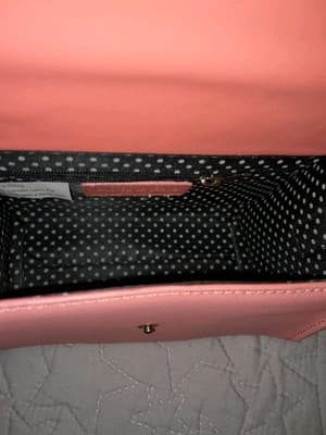 Olivia & Kate New York Mini Clutch Purse Salmon Pink 7" Clutch Crossbody EUC - Thumbnail 9