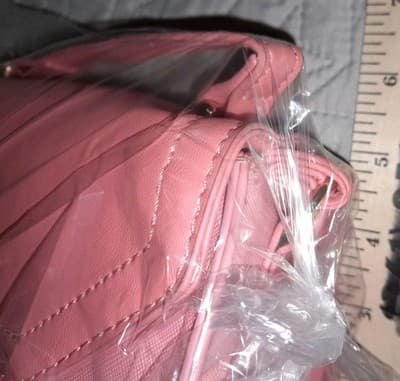 Olivia & Kate New York Mini Clutch Purse Salmon Pink 7" Clutch Crossbody EUC - Thumbnail 13
