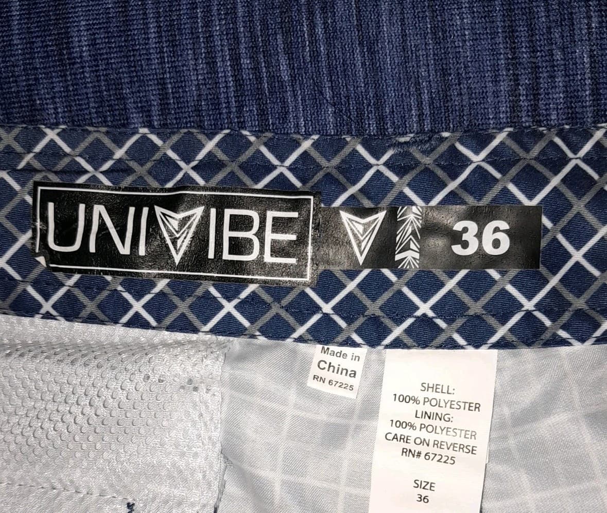 Univibe 38.5" x 12" Blue & White Plaid Tie Front Pocket Boardshorts Size 36 EUC - Thumbnail 9