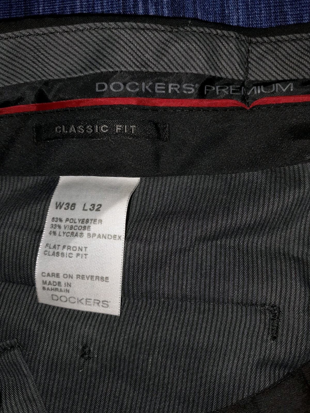 Dockers Premium Classic Fit Pants 36x32 (Act 38"x29") Flat Front Polyester Black - Thumbnail 4