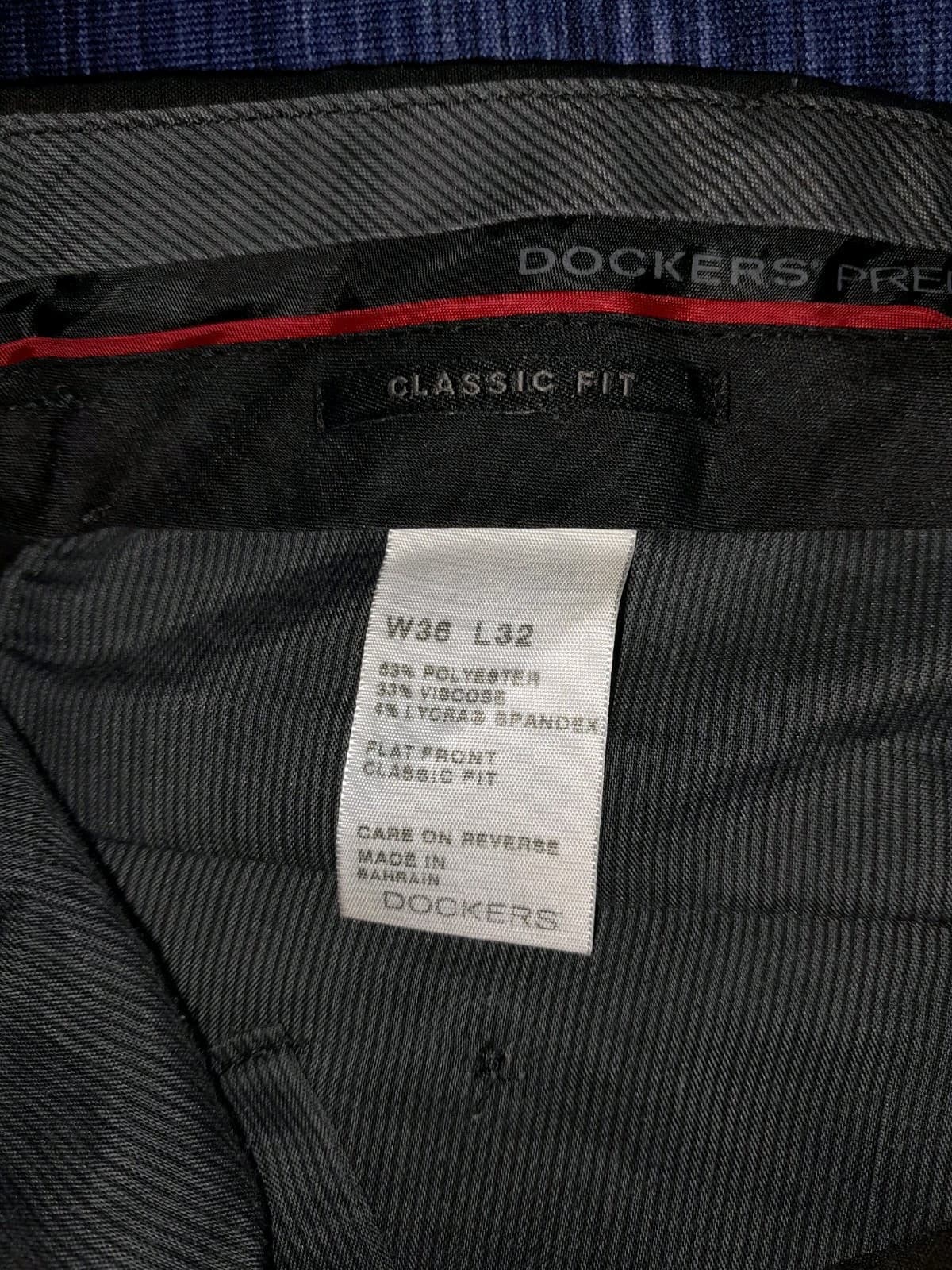 Dockers Premium Classic Fit Pants 36x32 (Act 38"x29") Flat Front Polyester Black - Thumbnail 3