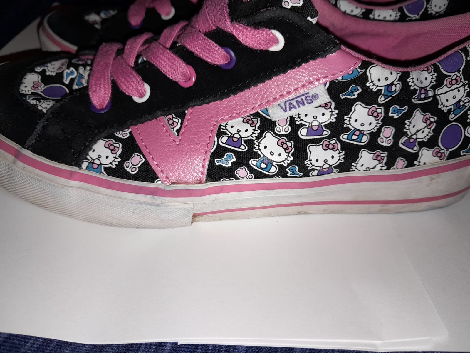 Hello Kitty Shoes Sz 3.5 HTF Vans Kids Tory Kitty Girls Lace Up Canvas Sneakers - Thumbnail 9
