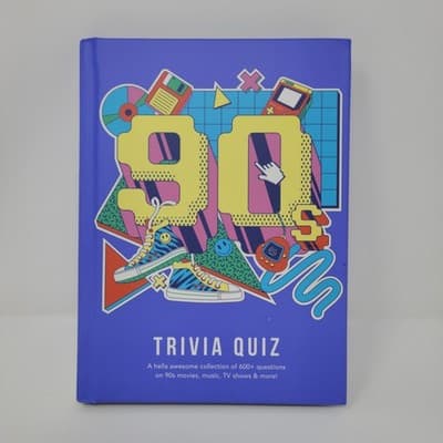 Explore 90's Trivia Quiz Pop Culture Trivia Question Book Challenge Hardcover - Image 1