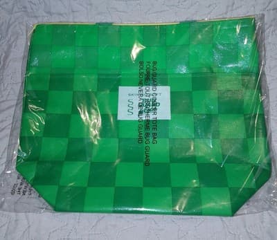 Mine Craft Style Bag Tote Beach Pool Green Checkerboard w Avon Skin So Soft Logo - Thumbnail 2
