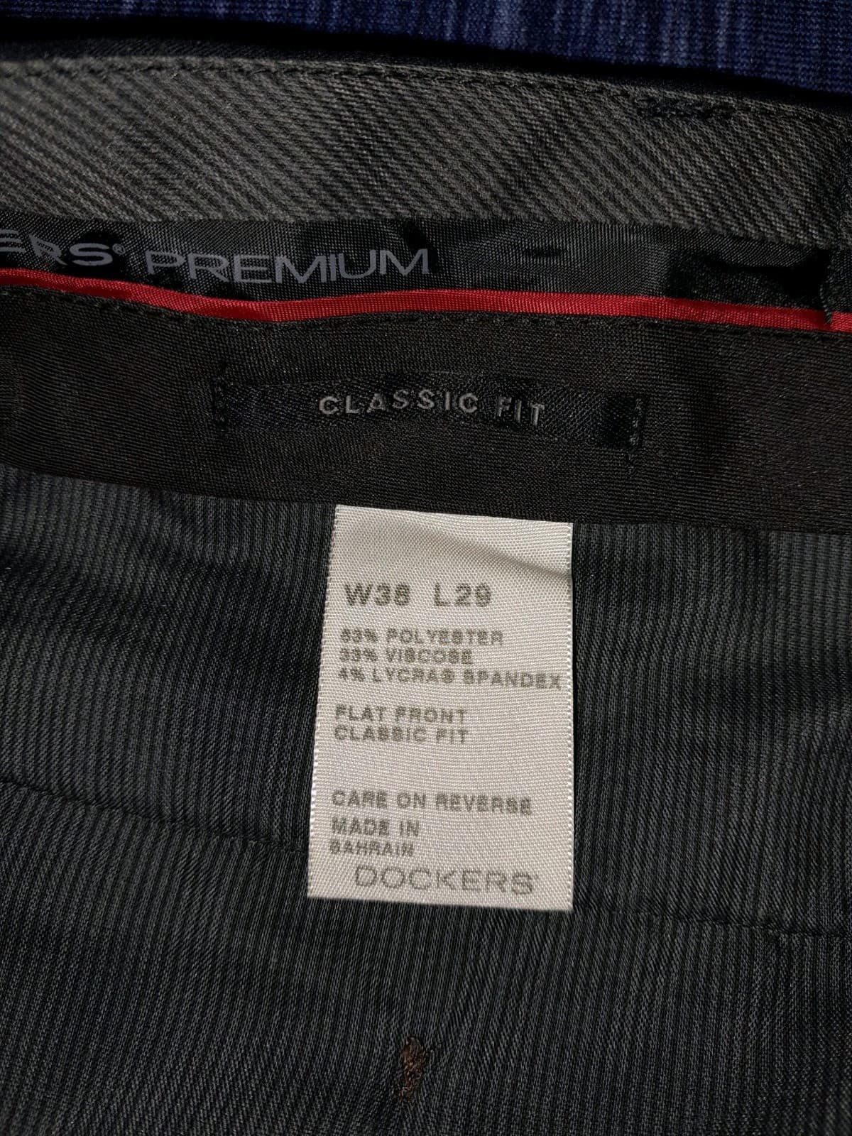 Dockers Premium Classic Fit Pants 38x32 (Act 38"x28") Flat Front Polyester Gray - Thumbnail 11