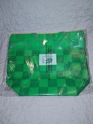 Mine Craft Style Bag Tote Beach Pool Green Checkerboard w Avon Skin So Soft Logo - Thumbnail 3