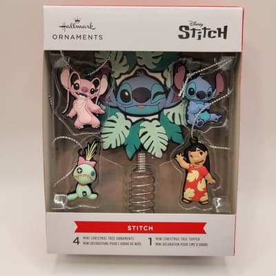Hallmark Disney Stitch Mini Ornament Set w/ Tree Topper 5pc Christmas Decor NIB - Thumbnail 3