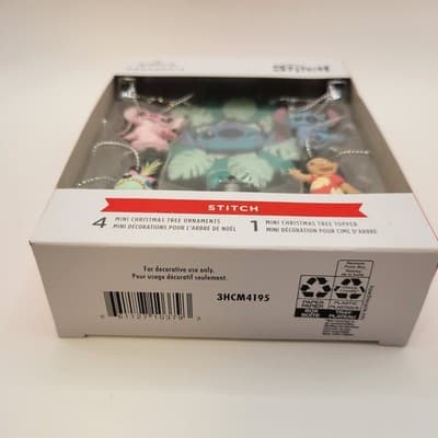 Hallmark Disney Stitch Mini Ornament Set w/ Tree Topper 5pc Christmas Decor NIB - Thumbnail 7
