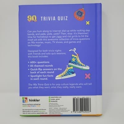 Explore 90's Trivia Quiz Pop Culture Trivia Question Book Challenge Hardcover - Thumbnail 3