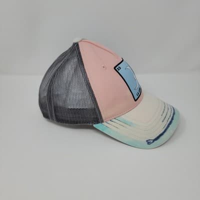 La Luna Moon Mesh Trucker Hat Pink Gray Snapback Loteria Style Adjustable Cap - Thumbnail 3