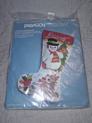 Frosty & Friends Rudolph 18" Christmas Stocking Paragon Needlecraft Vintage - Thumbnail 2