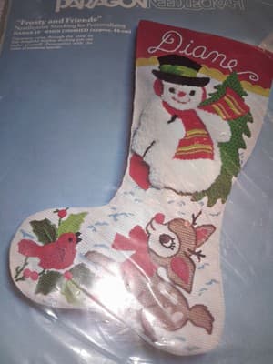 Frosty & Friends Rudolph 18" Christmas Stocking Paragon Needlecraft Vintage - Thumbnail 4