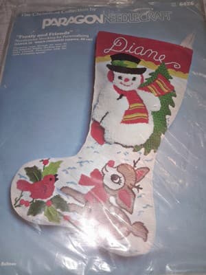 Frosty & Friends Rudolph 18" Christmas Stocking Paragon Needlecraft Vintage - Thumbnail 3