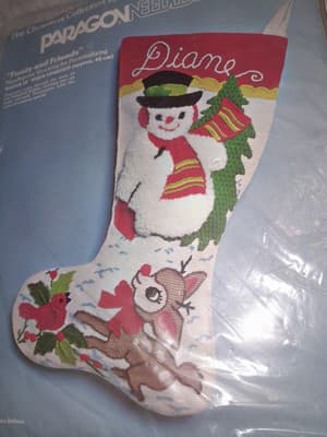 Frosty & Friends Rudolph 18" Christmas Stocking Paragon Needlecraft Vintage - Image 1