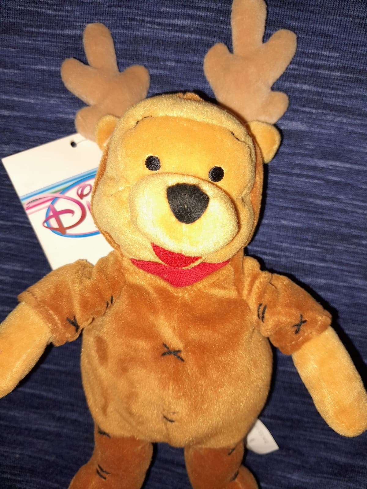 Disney Bean Bag Plush - REINDEER POOH (Winnie the Pooh) (10 inch) w/ Tag 1999 - Thumbnail 3