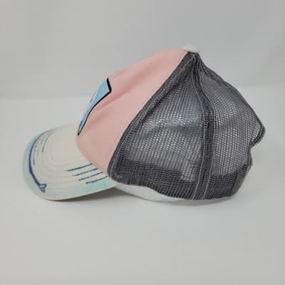 La Luna Moon Mesh Trucker Hat Pink Gray Snapback Loteria Style Adjustable Cap - Thumbnail 4
