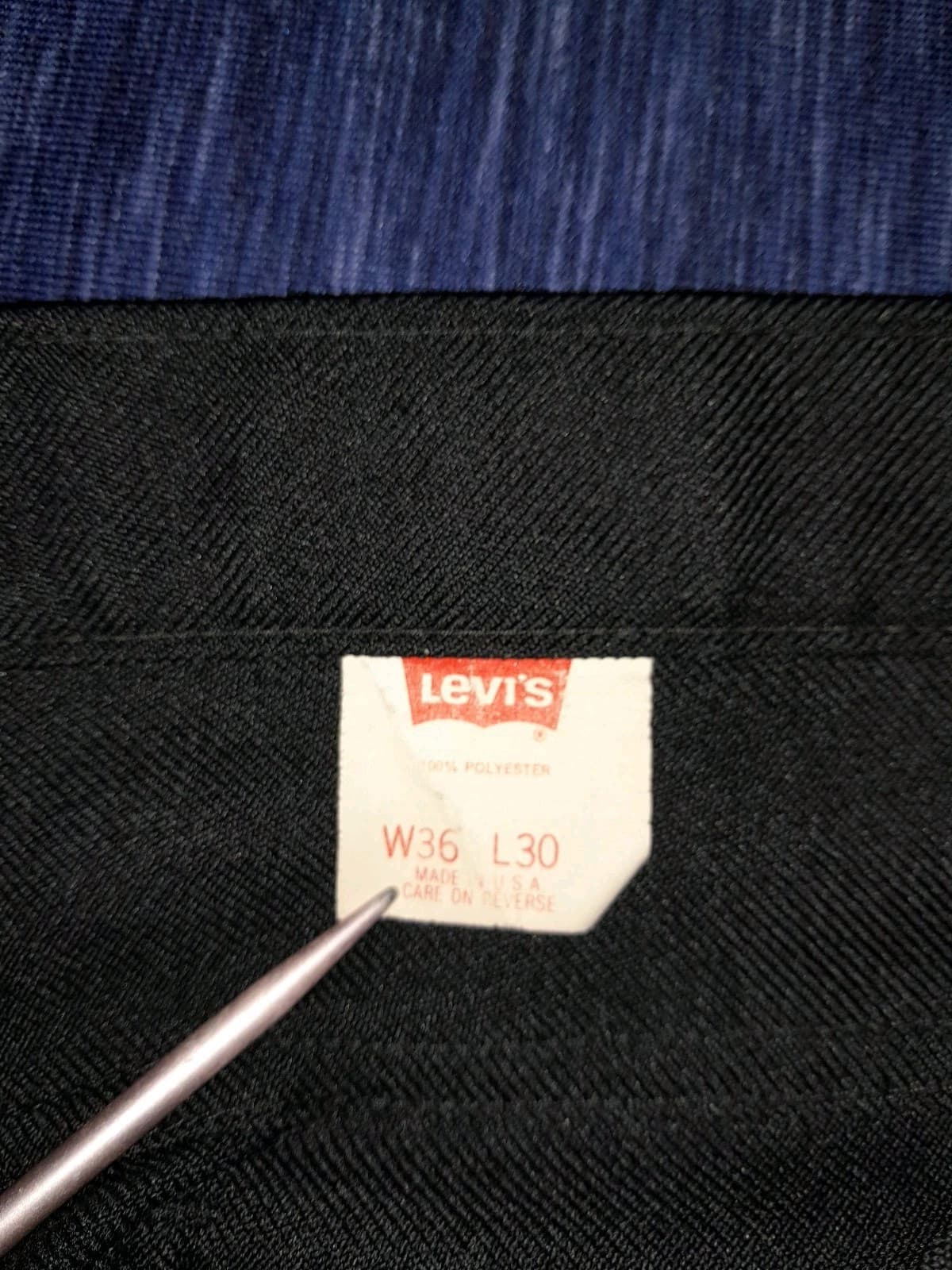 Levi's Men's Flat Front Solid Black Polyester Sz 36x30 (36"x29.5") Gold Tab - Thumbnail 9