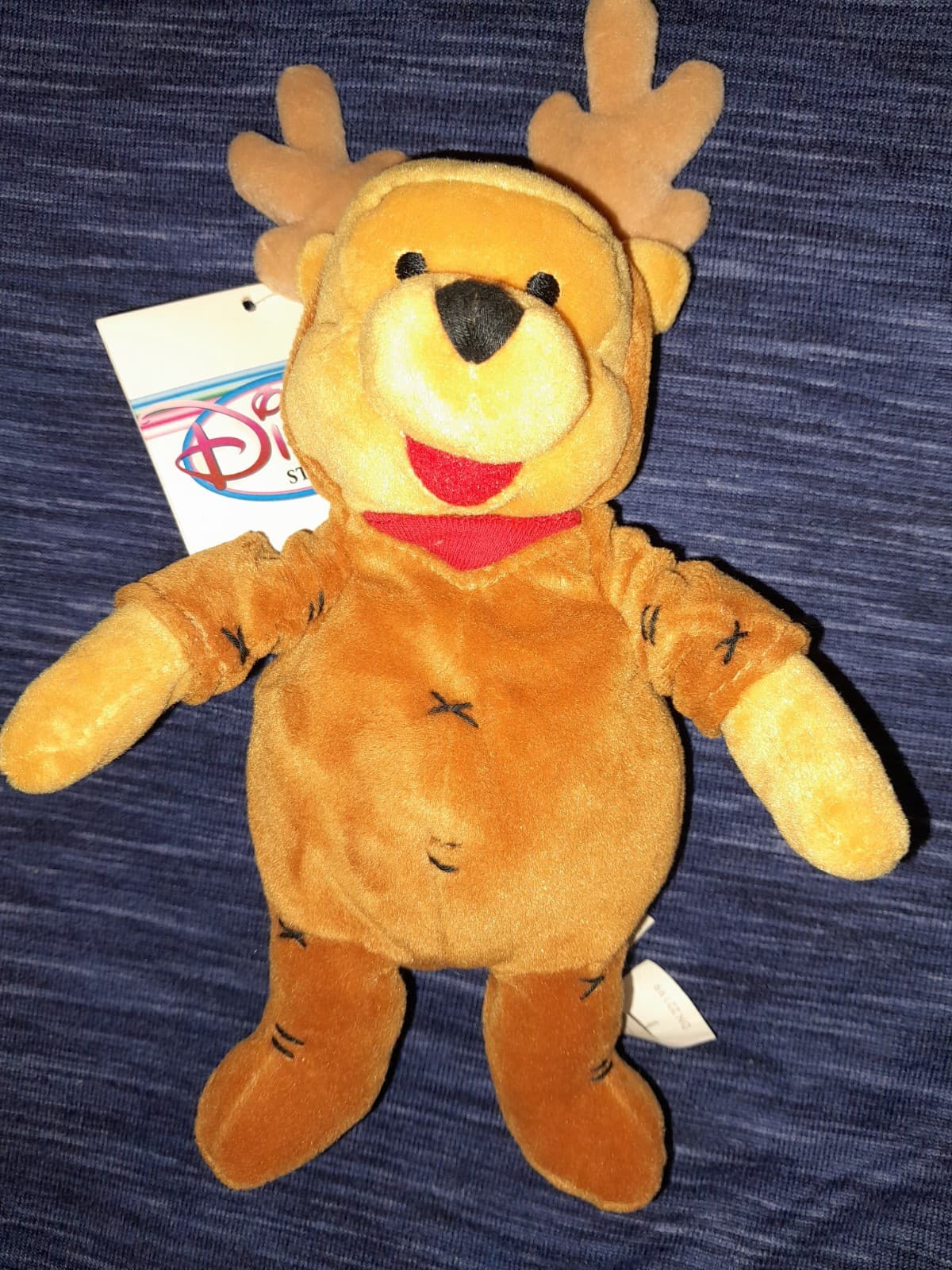 Disney Bean Bag Plush - REINDEER POOH (Winnie the Pooh) (10 inch) w/ Tag 1999 - Image 1