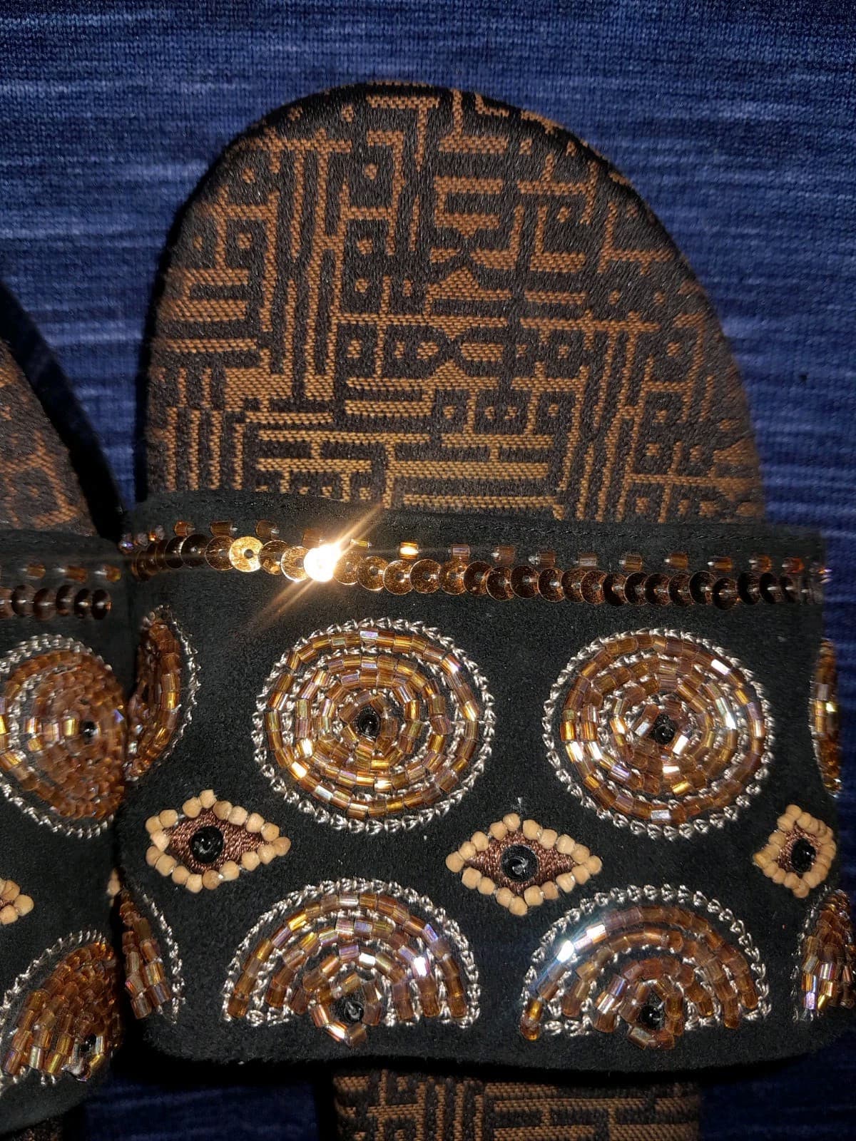Beaded Design Sequence Trim Sandals Mules Size 10 Carlos By Carlos Santana - Thumbnail 6