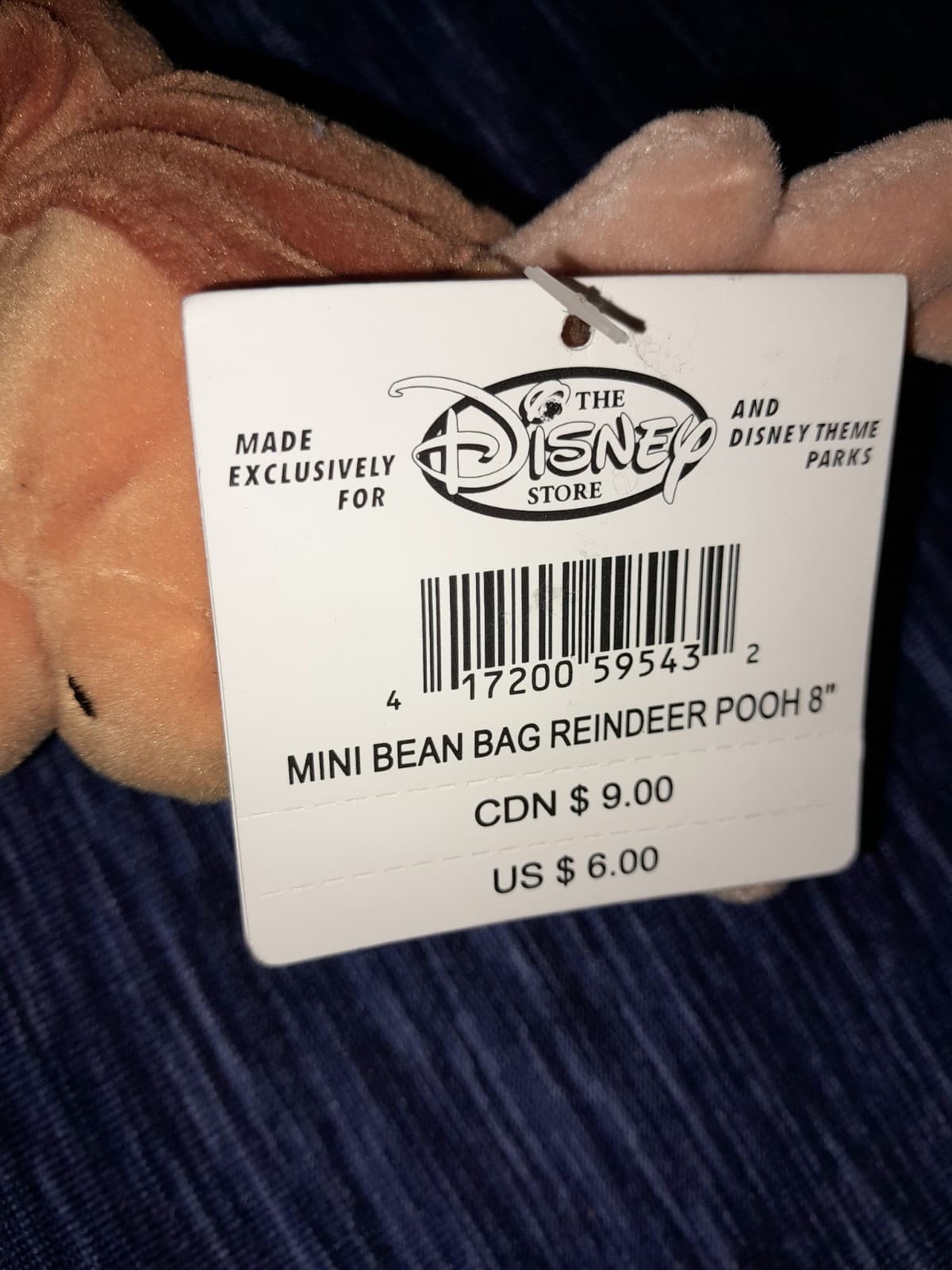 Disney Bean Bag Plush - REINDEER POOH (Winnie the Pooh) (10 inch) w/ Tag 1999 - Thumbnail 10