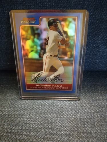 MOISES ALOU 90 /150 GIANTS BLUE REFRACTOR SP 2006 BOWMAN CHROME 49 - Image 1