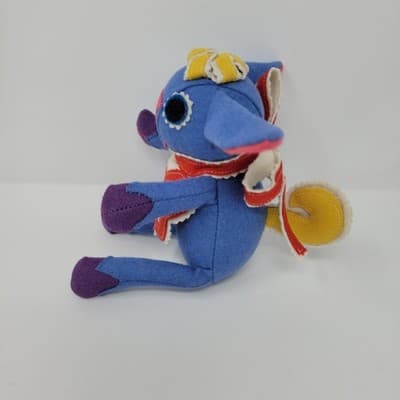 Folk Art Sheep Baby Plush Doll Blue Felt Lamb Embroidered Stuffed Animal - Thumbnail 6
