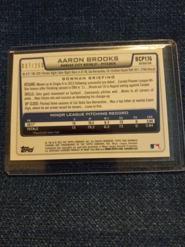 Baseball Card Aaron Brooks 37 /250 Bowman Chrome Kansas City Royals BCP176 - Thumbnail 2