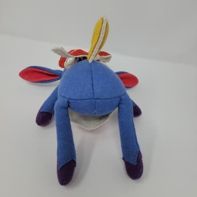 Folk Art Sheep Baby Plush Doll Blue Felt Lamb Embroidered Stuffed Animal - Thumbnail 8
