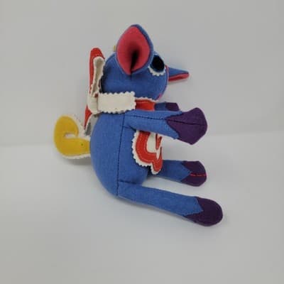 Folk Art Sheep Baby Plush Doll Blue Felt Lamb Embroidered Stuffed Animal - Thumbnail 4