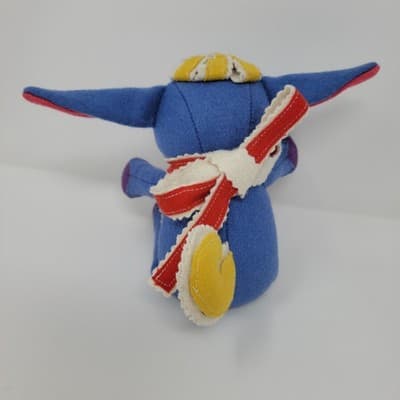 Folk Art Sheep Baby Plush Doll Blue Felt Lamb Embroidered Stuffed Animal - Thumbnail 5